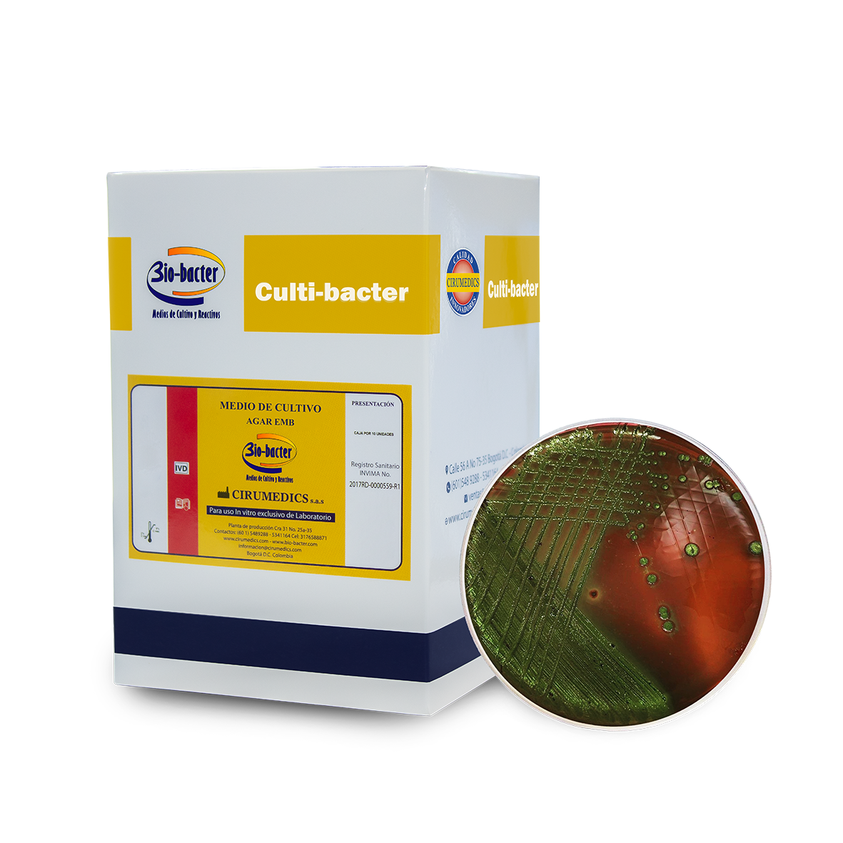 Agar EMB microbiología Bio-Bacter Cirumedics