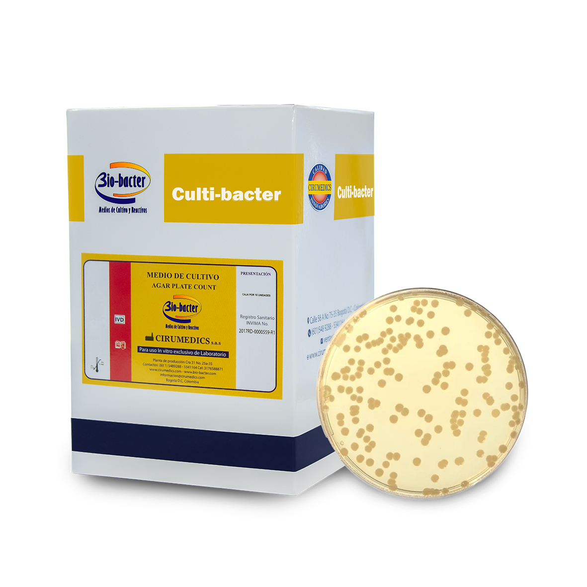Colonias bacterianas en Agar Plate Count Bio-Bacter