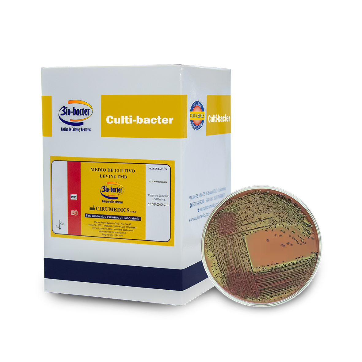 Colonias bacterianas en Levine EMB agar Bio-Bacter